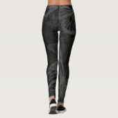Leggings Art de la ligne papillon Monarque noir et blanc (Dos)