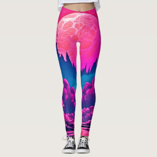 Leggings Art de la Lune Rose Géante