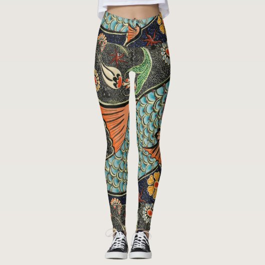 Leggings Art de la mosaïque de poissons (Devant)