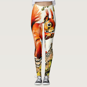 Leggings Art de l'écureuil d'automne