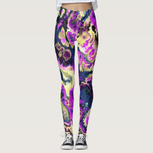Leggings Art de marbre fractal bohème tripant vibrant