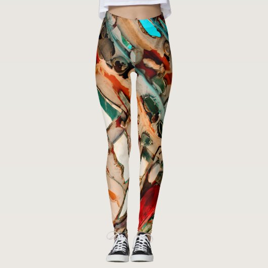 Leggings Art de mosaïque coloré (Devant)