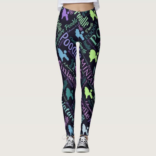 Leggings Art de mot de caniche miniature (Devant)