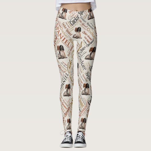 Leggings Art de mot de cocker (Devant)