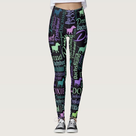 Leggings Art de mot de teckel (Devant)