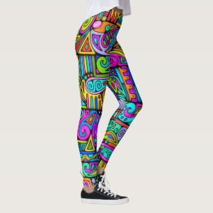 Leggings Art de motif peint à la main et numériquement 5