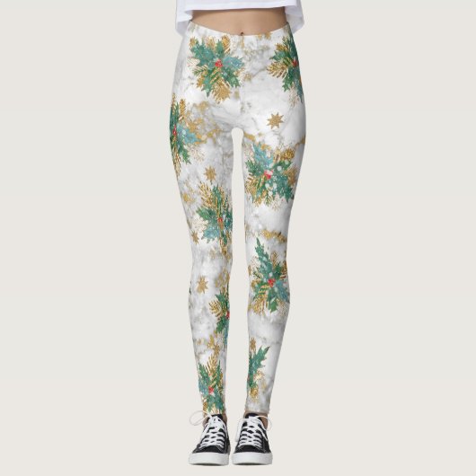 Leggings Art de Noël abstrait (Devant)