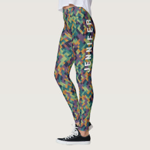 Leggings Art de pixel vert tendance Nom et motif abstrait
