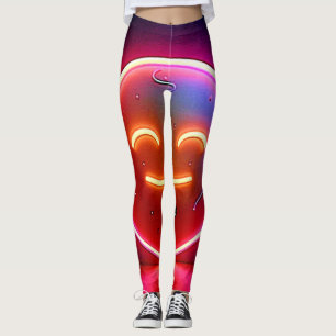 Leggings Art de visage heureux avec néon