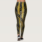 Leggings Art déco géométrique doré sur marbre noir (Dos)