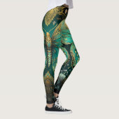 Leggings Art Déco moderne Turquoise Bleu Or Papillon Yoga (Droite)