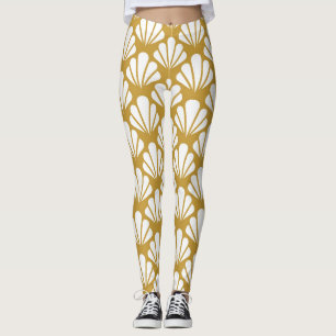 Leggings Art Déco, motif aux motifs géométriques et fleuris