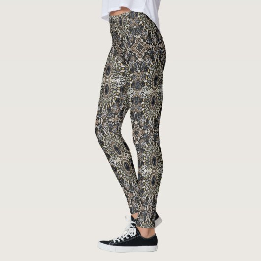 Leggings art déco noir et or motif bohème (Gauche)