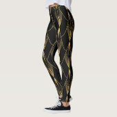 Leggings Art Déco : Noir Or sans couture luxe (Gauche)