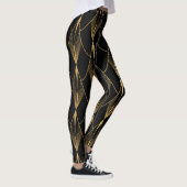 Leggings Art Déco : Noir Or sans couture luxe (Droite)