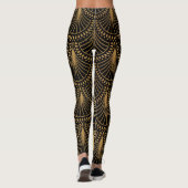 Leggings Art Déco, or noir, motif sans soudure. (Dos)