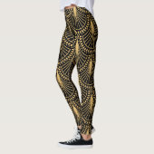 Leggings Art Déco, or noir, motif sans soudure. (Gauche)