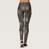 Leggings Art Deco pattern with gold floral motifs  (Dos)
