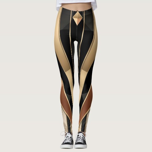 Leggings Art Deco Sunburst Geometric Luxury Design (Devant)