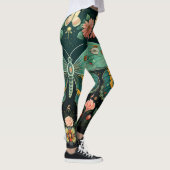 Leggings Art Déco tendance Turquoise rose papillon floral Y (Droite)
