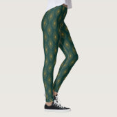 Leggings Art Déco Vert avec Parties scintillant d'or Leggin (Droite)