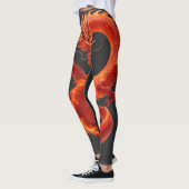 Leggings Art du dragon de feu rouge | Conception de dragon (Gauche)