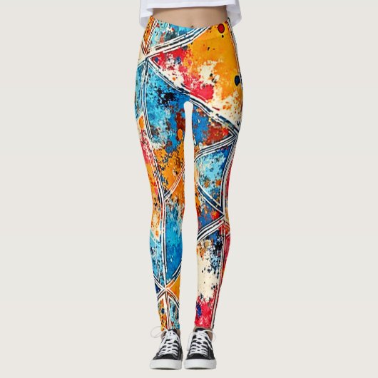 Leggings Art éclatant géométrique vibre (Devant)