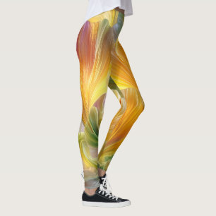 Leggings Art floral abstrait avec des pétales jaunes
