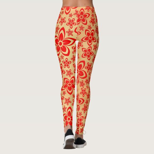 Leggings Art floral rouge doré (Dos)