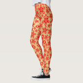 Leggings Art floral rouge doré (Gauche)