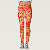 Leggings Art floral rouge doré (Devant)