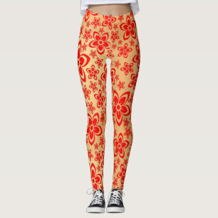 Leggings Art floral rouge doré