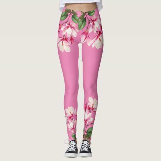 Leggings Art Floral simple rose élégant (Devant)