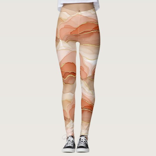 Leggings Art fluide accentué d'or - Marbre de Sienne (Devant)