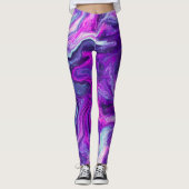 Leggings Art fluide en marbre rose, bleu, violet (Devant)