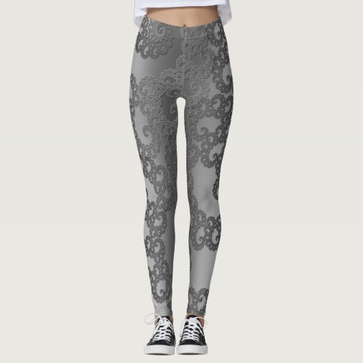 Leggings Art Fractal Argent (Devant)