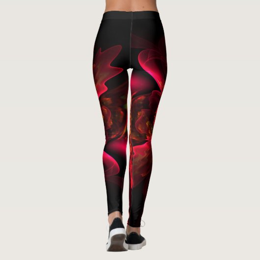 Leggings Art Fractal Fleur Rouge (Dos)