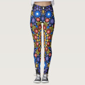 Leggings Art Fractal Floral Dotée Rétro Mandala (Devant)