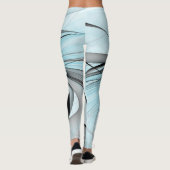 Leggings Art fractal moderne gris anthracite abstrait bleu (Dos)