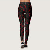 Leggings Art Fractal moderne Rouge Motif Noir élégant (Dos)