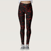Leggings Art Fractal moderne Rouge Motif Noir élégant (Devant)