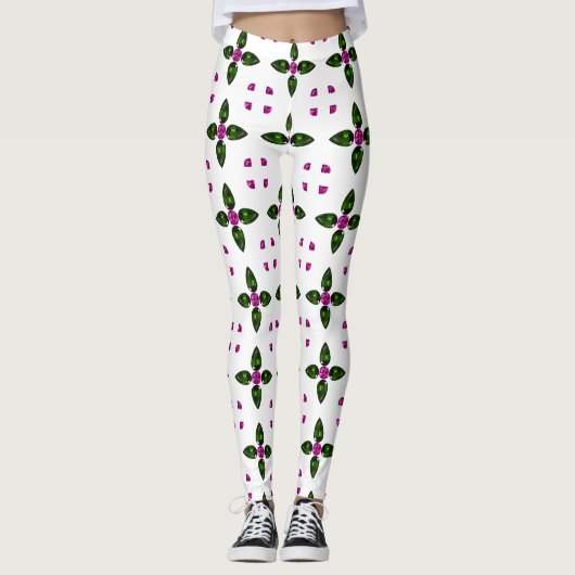 Leggings Art Gemstone, Vert Violet (Devant)