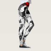 Leggings Art géométrique Abstrait moderne noir blanc et rou (Droite)