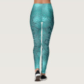 Leggings art géométrique mandala floral turquoise fleur yog (Dos)