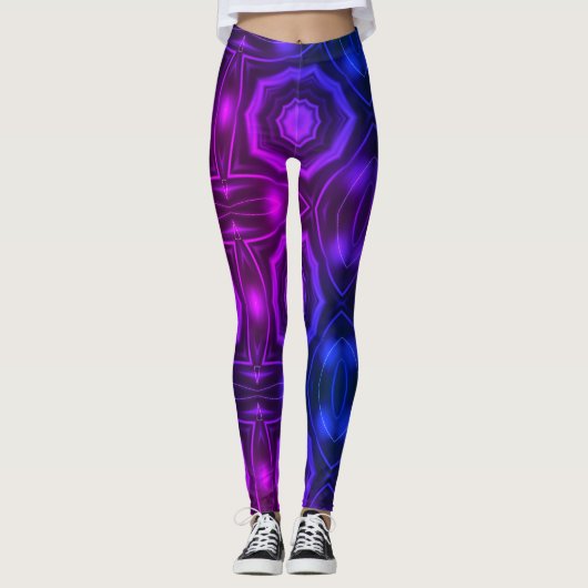 Leggings Art géométrique moderne pattes violettes roses cha (Devant)