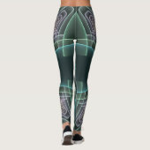 Leggings Art graphique géométrique fractal sarcelle moderne (Dos)