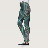 Leggings Art graphique géométrique fractal sarcelle moderne (Gauche)