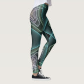 Leggings Art graphique géométrique fractal sarcelle moderne (Droite)