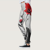 Leggings Art gris Fleur Rouge (Gauche)