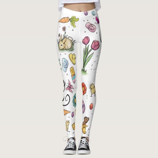 Leggings Art heureux de Pâques (Devant)